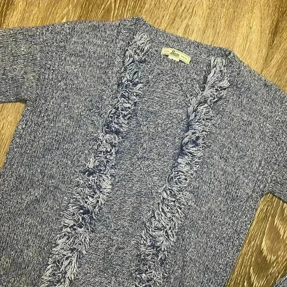 Womens Bass Blue Ruffle Front Sweater - S - Picture 2 of 5